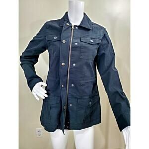 a New Day Womens Black Cotton Long Sleeve Snap Button Zipper Jacket XS NEW